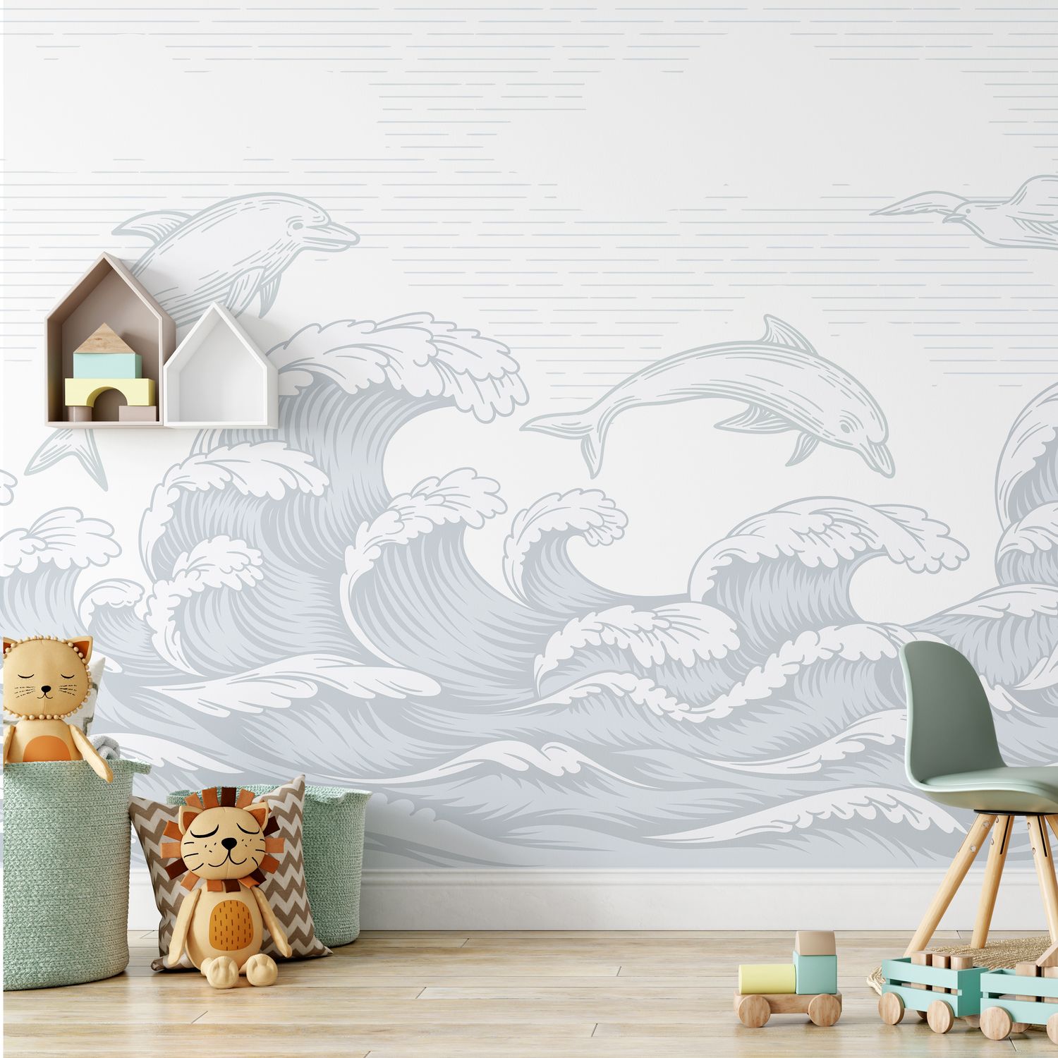 Seaside Dolphins Removable Wallpaper Mural