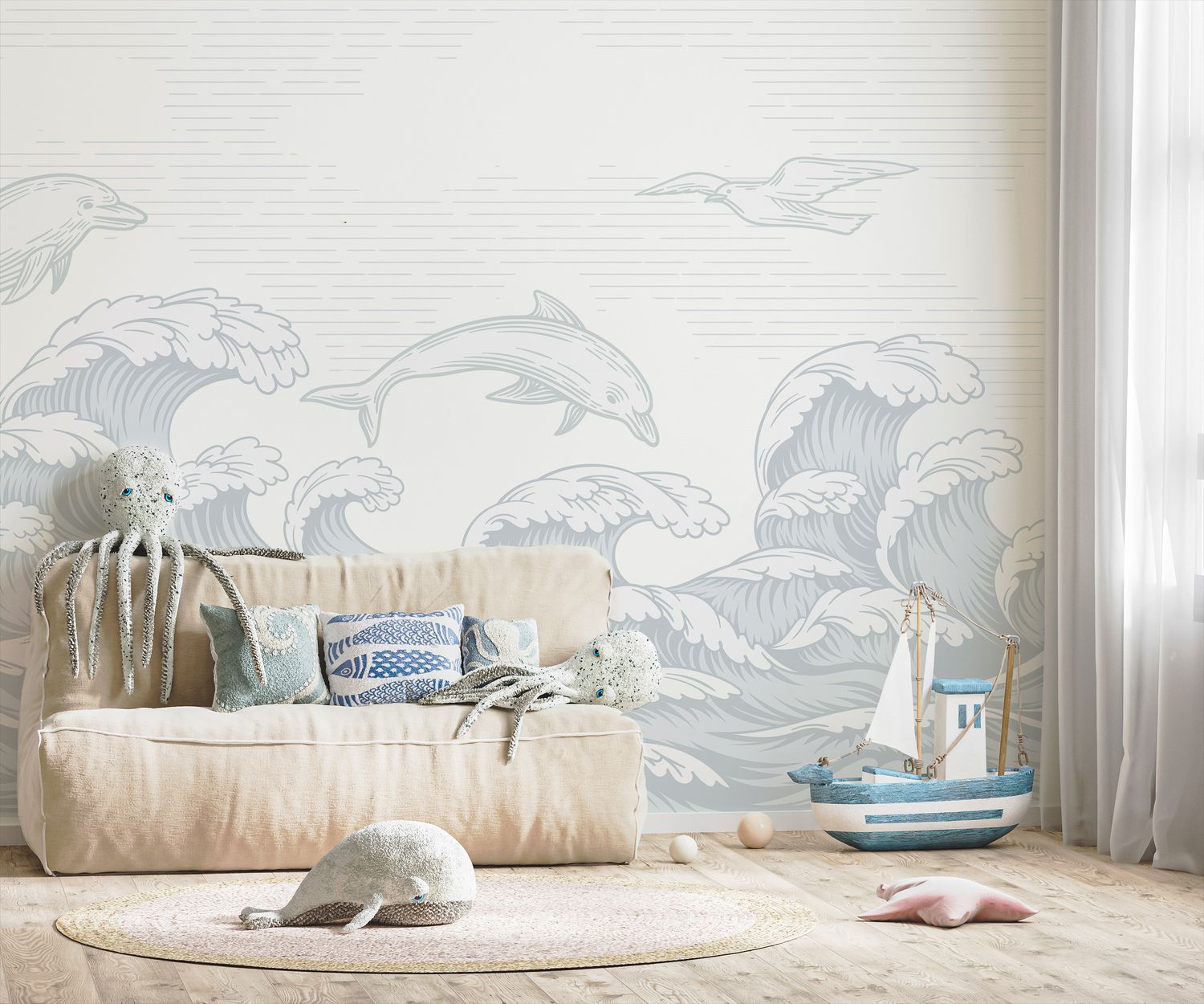Seaside Dolphins Removable Wallpaper Mural