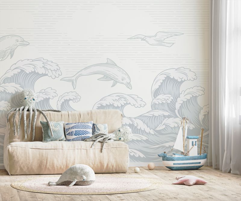 Seaside Dolphins Removable Wallpaper Mural