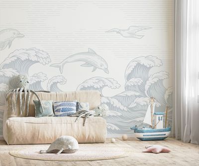 Seaside Dolphins Removable Wallpaper Mural