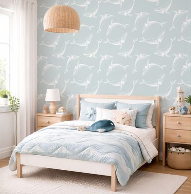 Whale's Daydream Removable Wallpaper (Colour options)