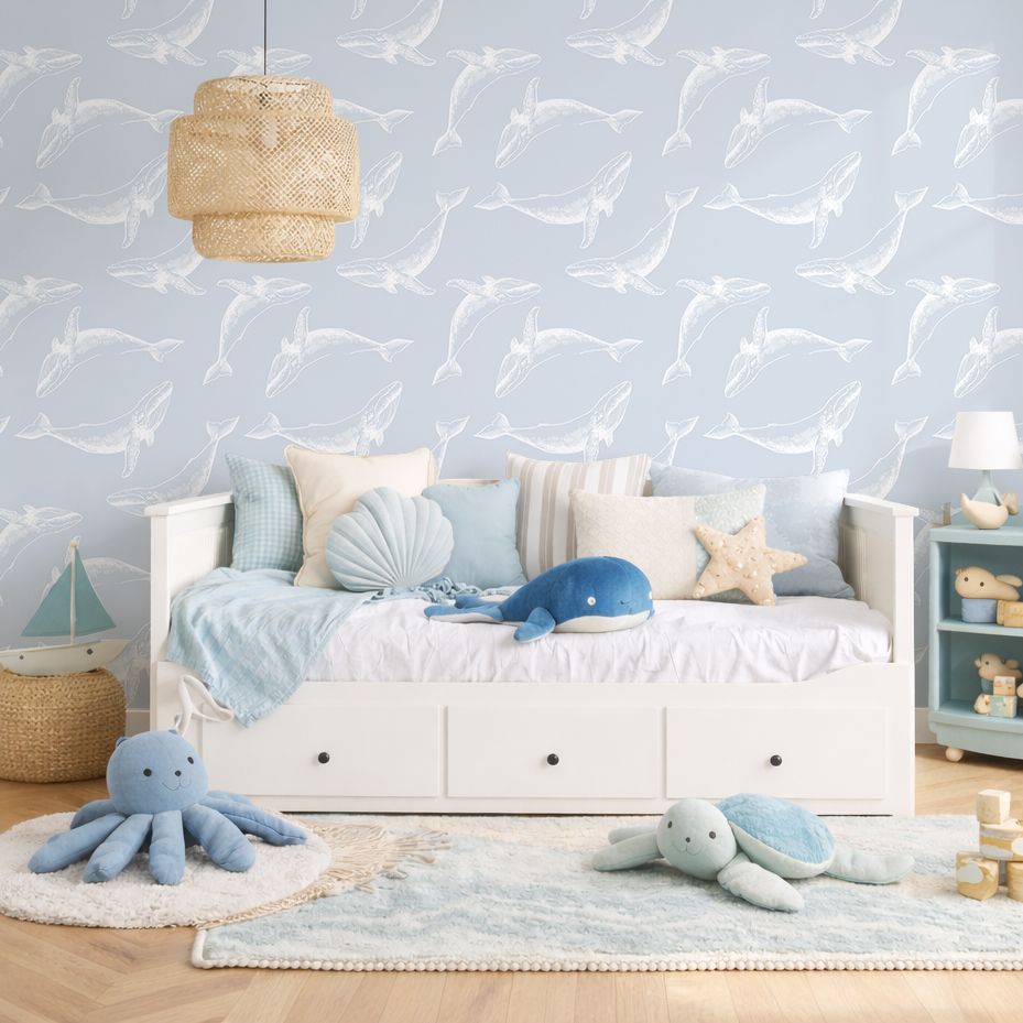 Whale's Daydream Removable Wallpaper (Colour options)