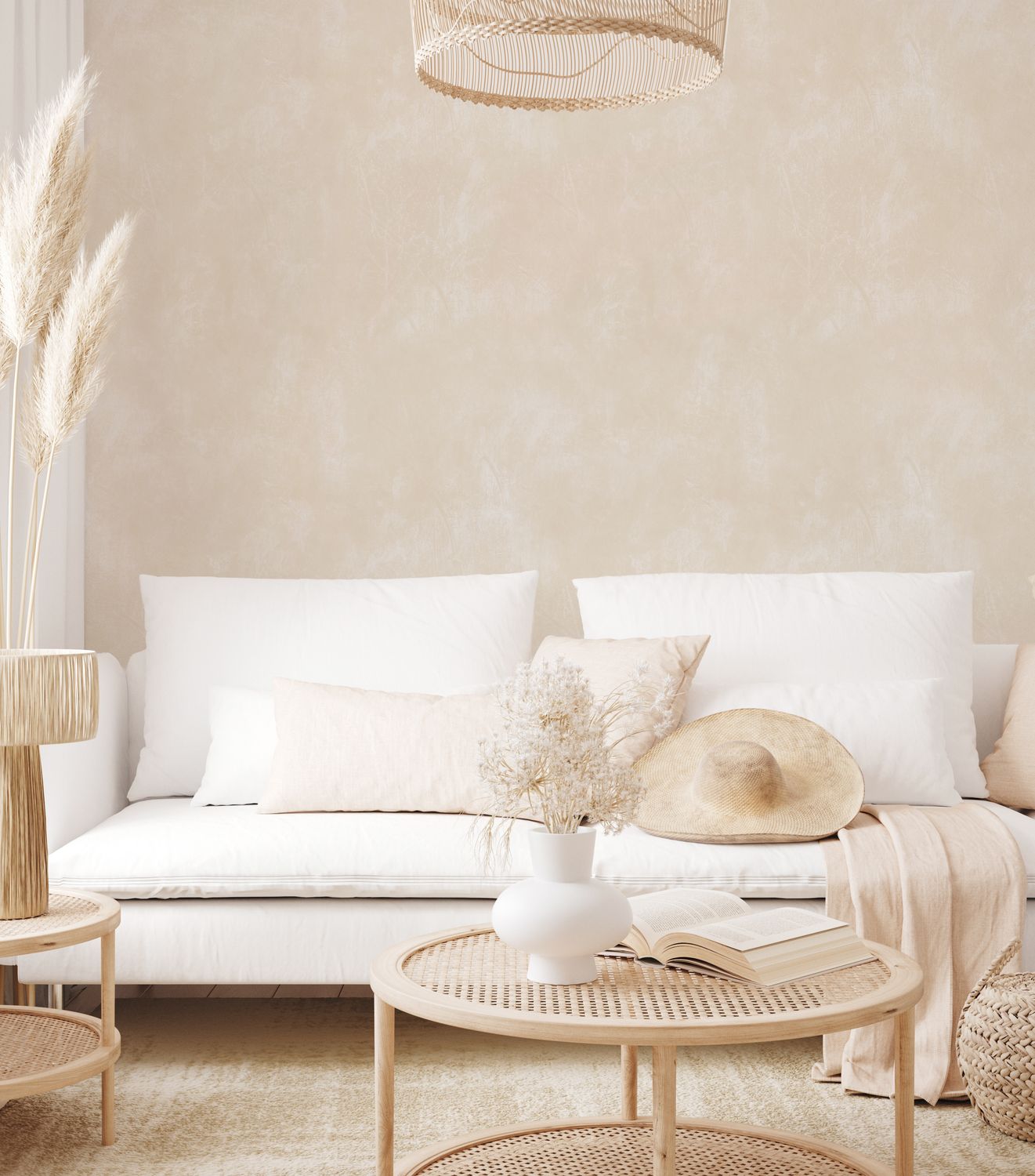 Vanilla Chai Limewash Removable Wallpaper