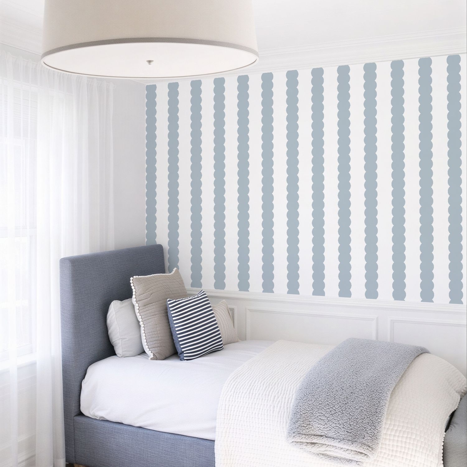 Bubble Scallop Stripes Removable Wallpaper