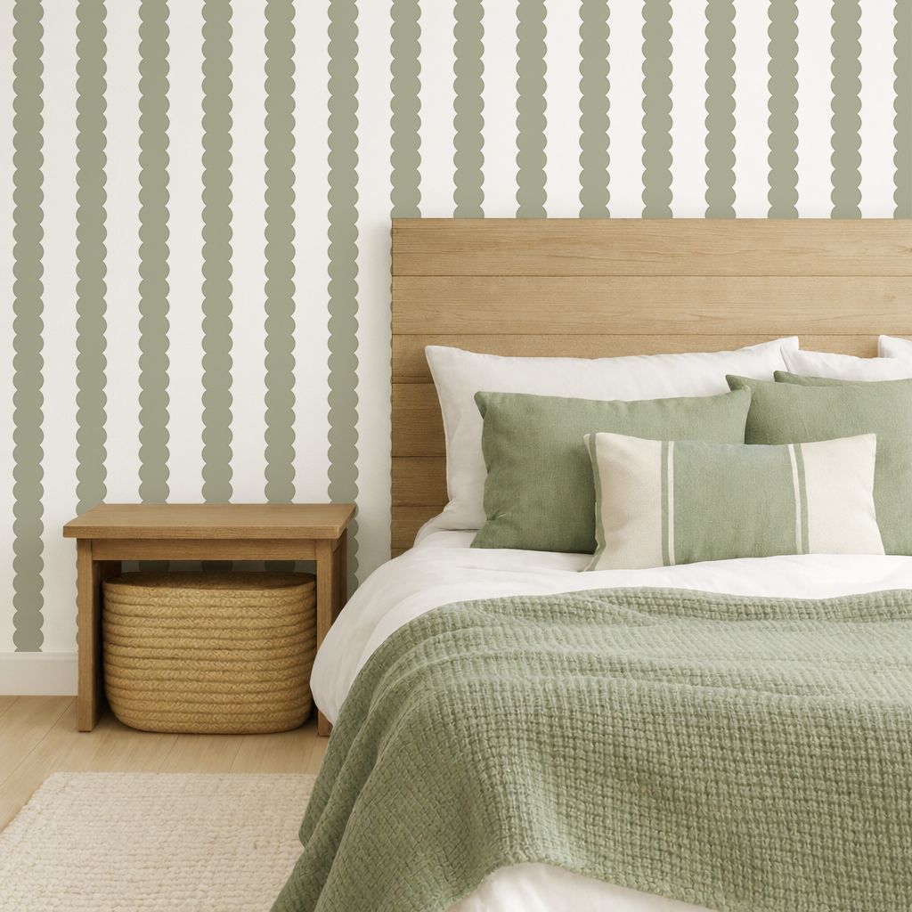 Bubble Scallop Stripes Removable Wallpaper