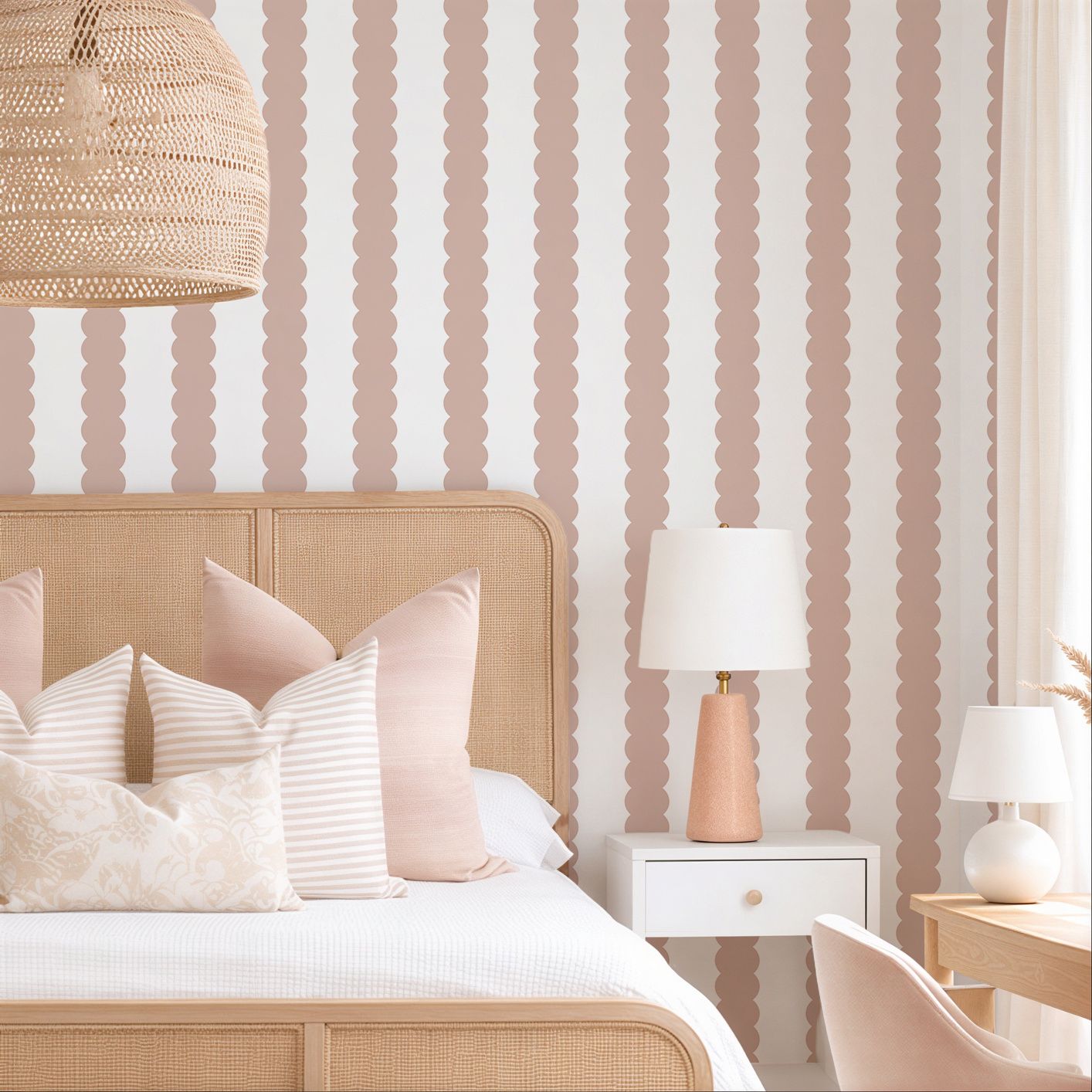 Bubble Scallop Stripes Removable Wallpaper