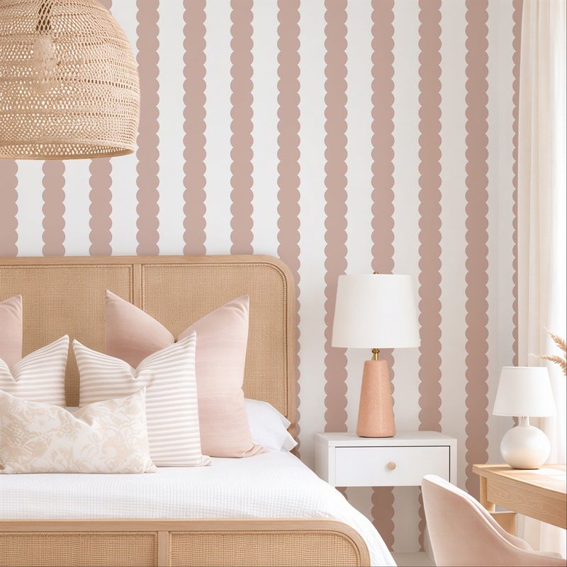 Bubble Scallop Stripes Removable Wallpaper