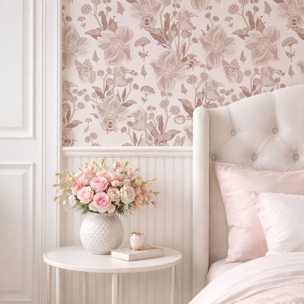 Wild Honey Bees (Blush) Removable Wallpaper