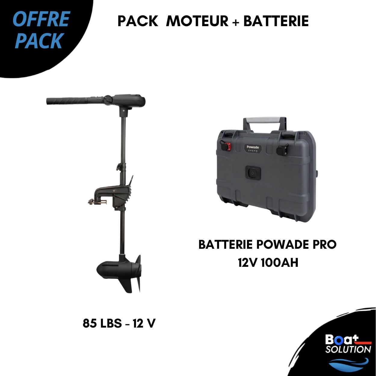 Pack Moteur électrique Haswing Protruar 2.0 - 85 Lbs - 12 V + BATTERIE POWADE PRO  12V 100AH
