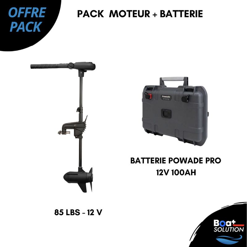 Pack Moteur électrique Haswing Protruar 2.0 - 85 Lbs - 12 V + BATTERIE POWADE PRO  12V 100AH