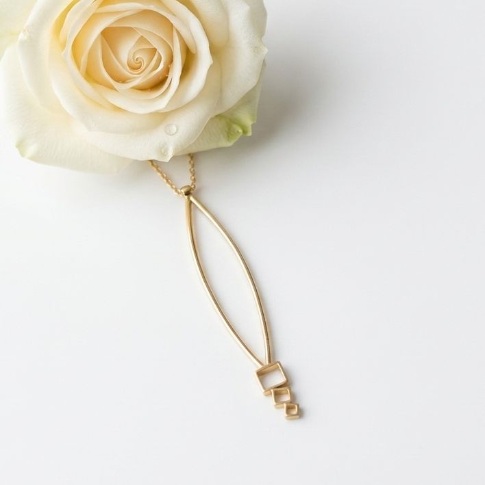 Gold plated silver pendant with three squares - Handmade