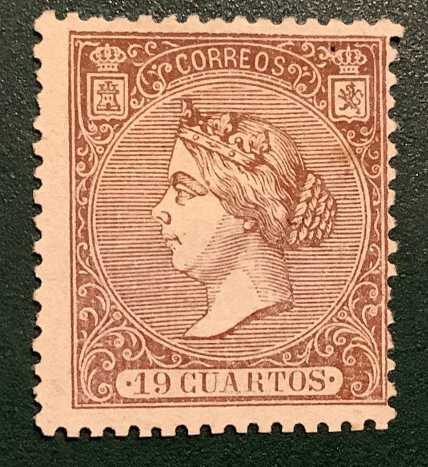 1866 : 19 Curatos Isabel II - MNG - Edifil 83 - Value : 950 euro