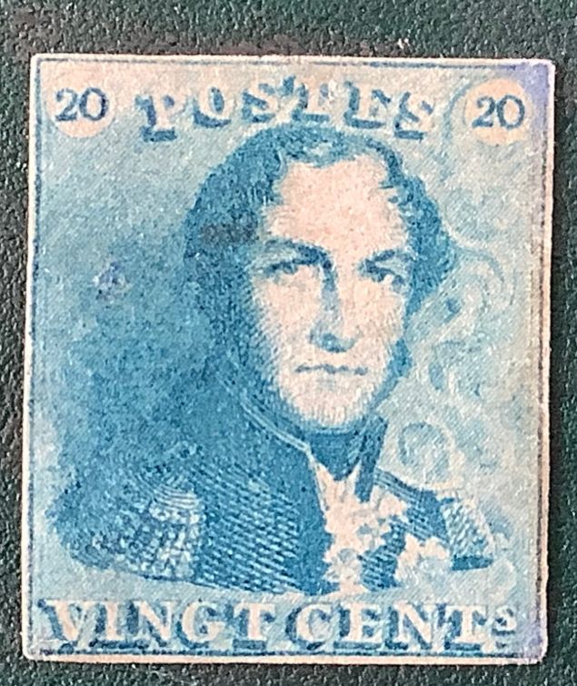 1849 : 20 cent Epaullet good margins MNG - Shade Milky Blue