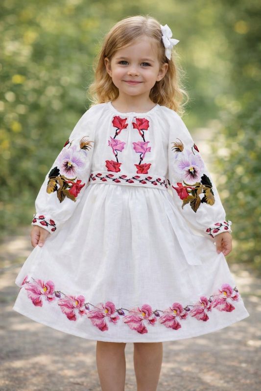Сукня дитяча вишивана з квітами "Чарівна" (Арт. 03772)