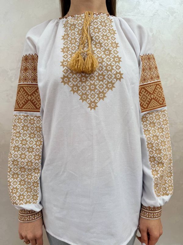 Вишиванка, жіноча вишивана блузка на домотканому полотні (Арт. 03777)