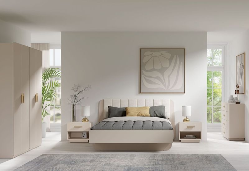 Designer Schlafzimmer Komplett Lorenz in Beige