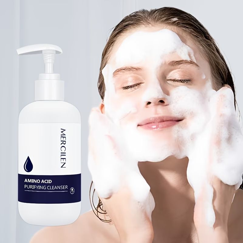 Amino Acid Facial Cleanser - 9oz Gentle Foaming Face Wash for Oily, Sensitive and Acne-Prone Skin - Hydrating Skincare with Natural Ingredients