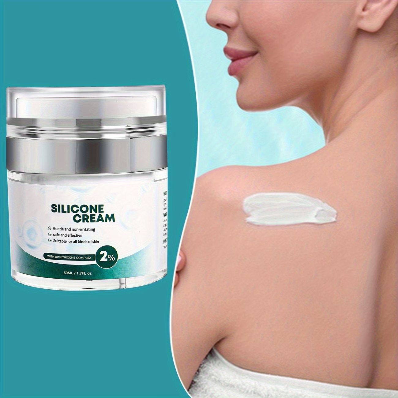 Scar Cream Silicone Scar Gel, Powerful Scar Fading Cream for Old & New Scars, Helps Reduce Surgical Scars, Acne, Burn, Keloids & Stretch Marks, 1.76 oz (50g)