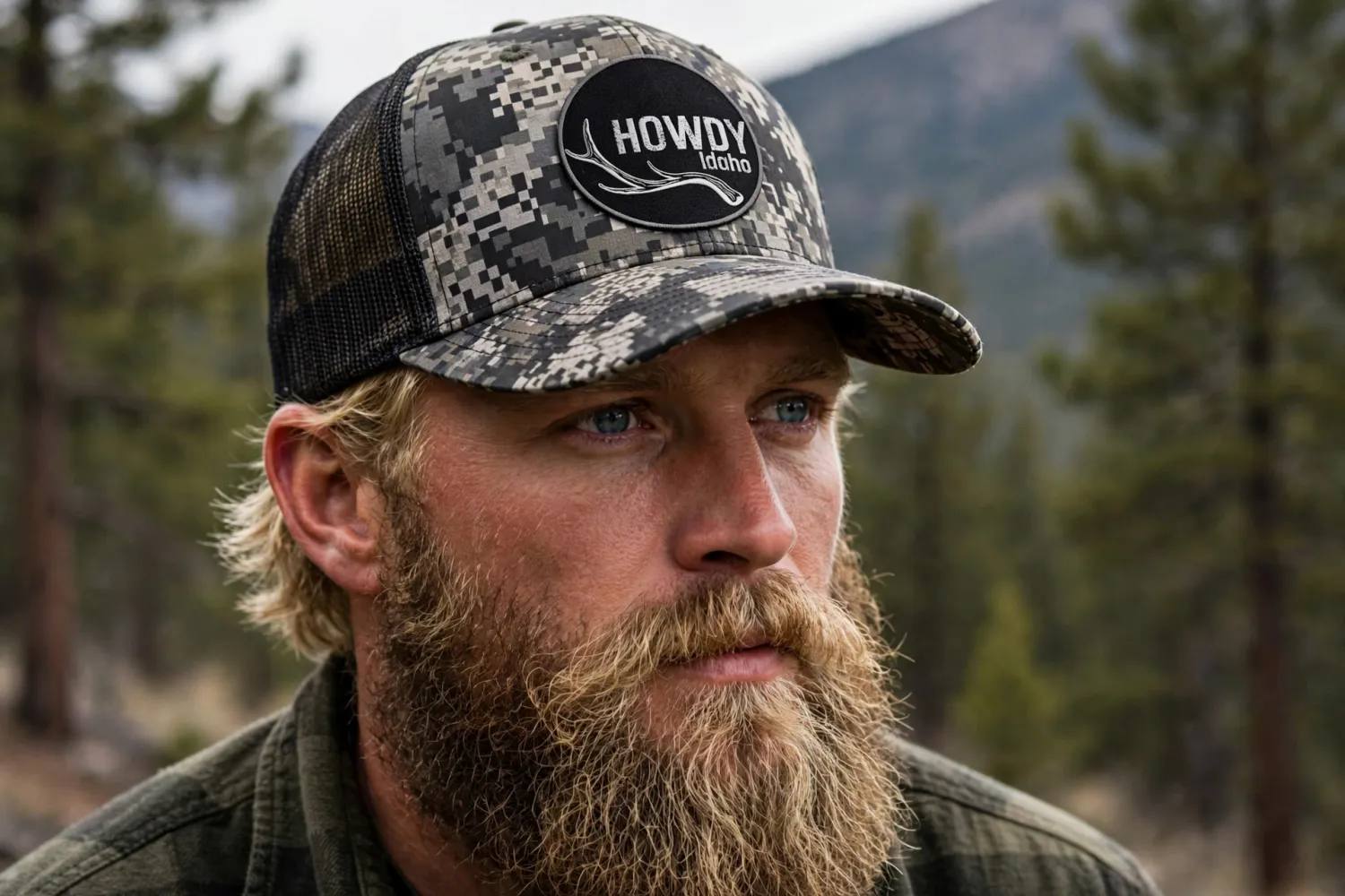 Trucker Hat - Digi Camo - Elk Horn - Patch (Black) - Center