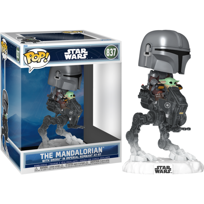 Pre-Order: Star Wars: The Mandalorian &amp; Grogu (2026) - The Mandalorian with Grogu in Imperial Remnant AT-RT Deluxe Pop! Rides Vinyl Figure