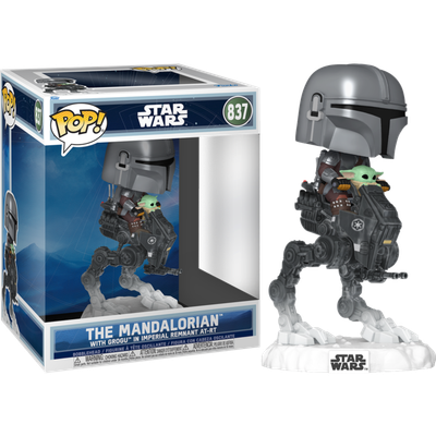 Pre-Order: Star Wars: The Mandalorian &amp; Grogu (2026) - The Mandalorian with Grogu in Imperial Remnant AT-RT Deluxe Pop! Rides Vinyl Figure