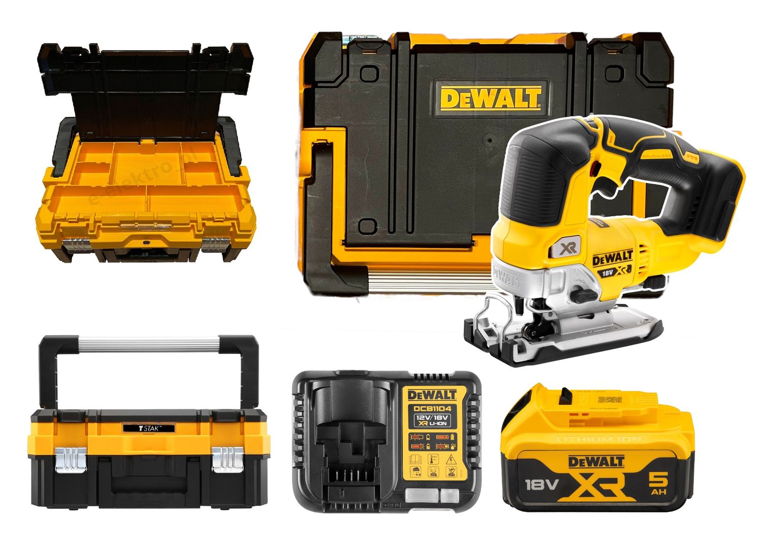 DeWalt Wyrzynarka  18V XR 1x5Ah DCS334NT Ładowarka DCB1104