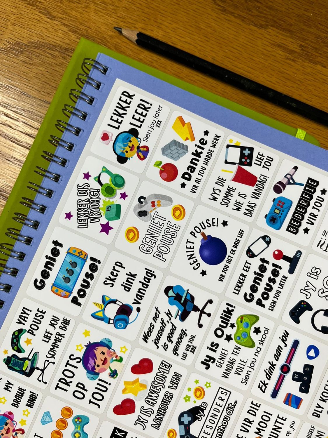 Gaming theme 1  Afrikaans Lunchbox Stickers