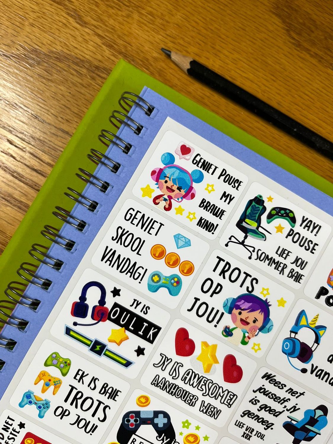 Gaming theme 1 Afrikaans Lunchbox Stickers