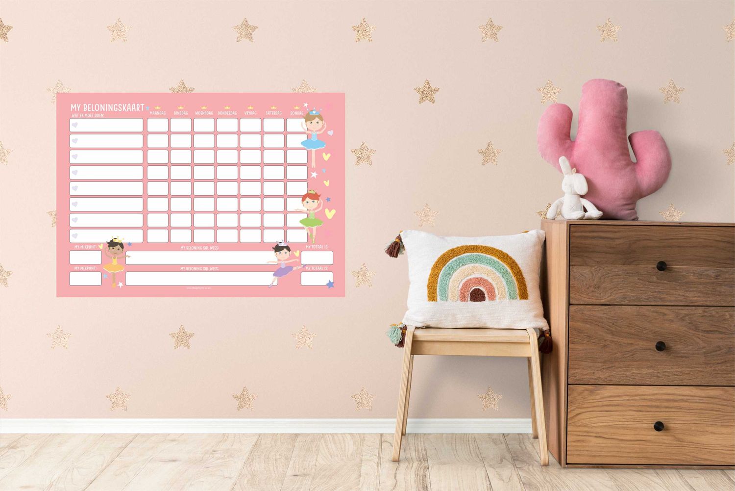 Ballerina Theme 1 Chore Chart Afrikaans