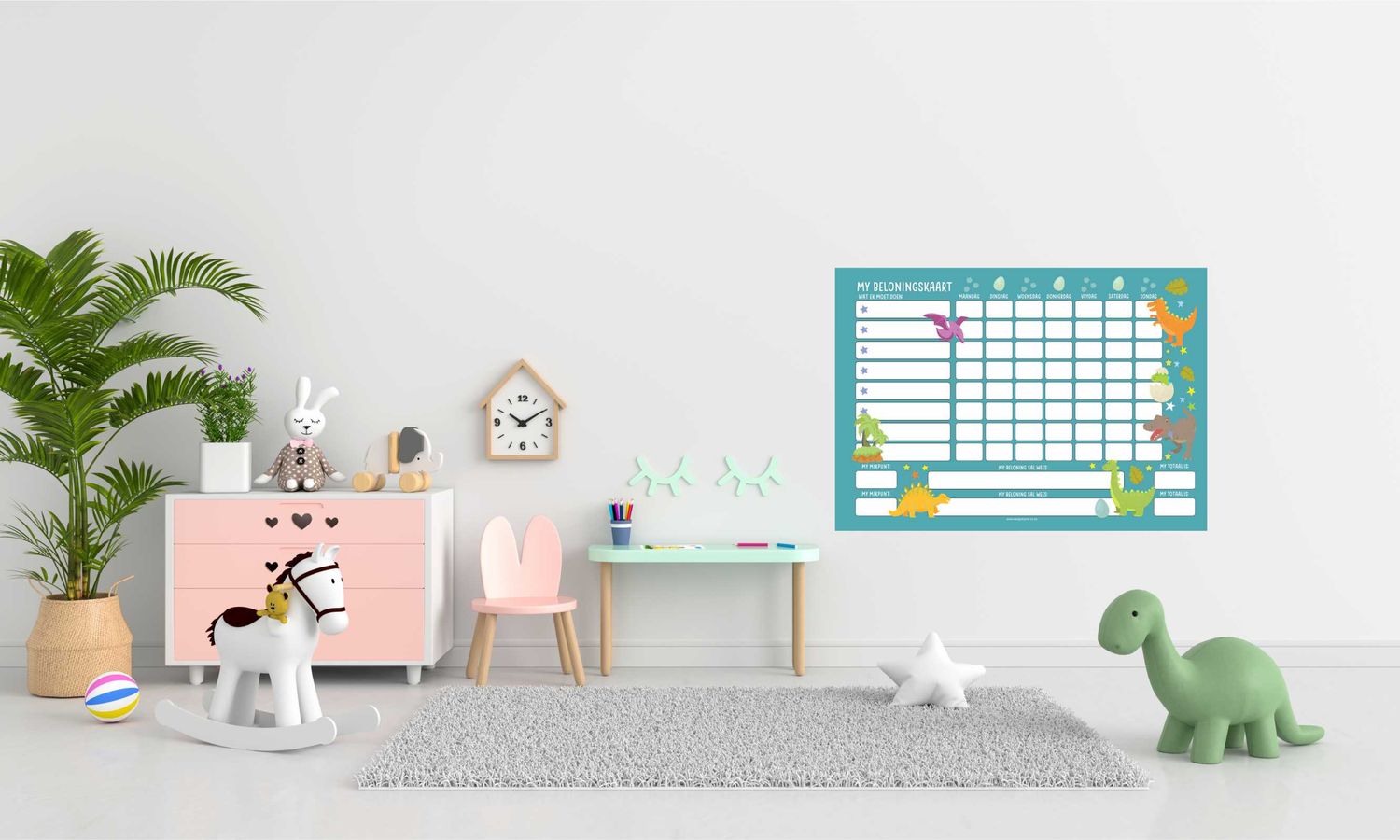 Dinosaur Theme 1 Chore Chart Afrikaans