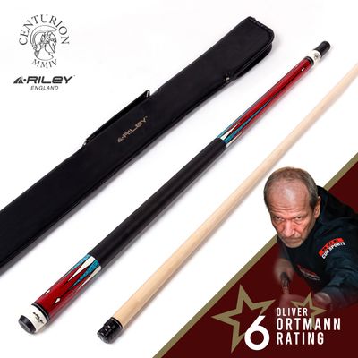 Riley Centurion American Pool Cue - Red - 13mm Tip and Leatherette Grip Section - 147cm