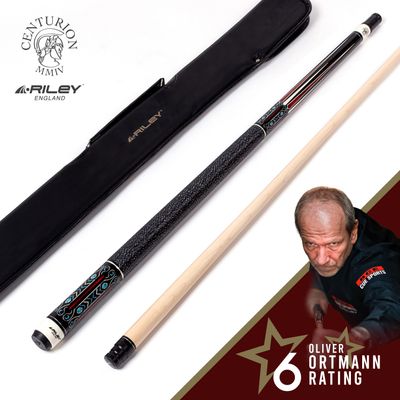 Riley Centurion American Pool Cue - Black - 13mm Tip and Linen Grip Section - 147cm