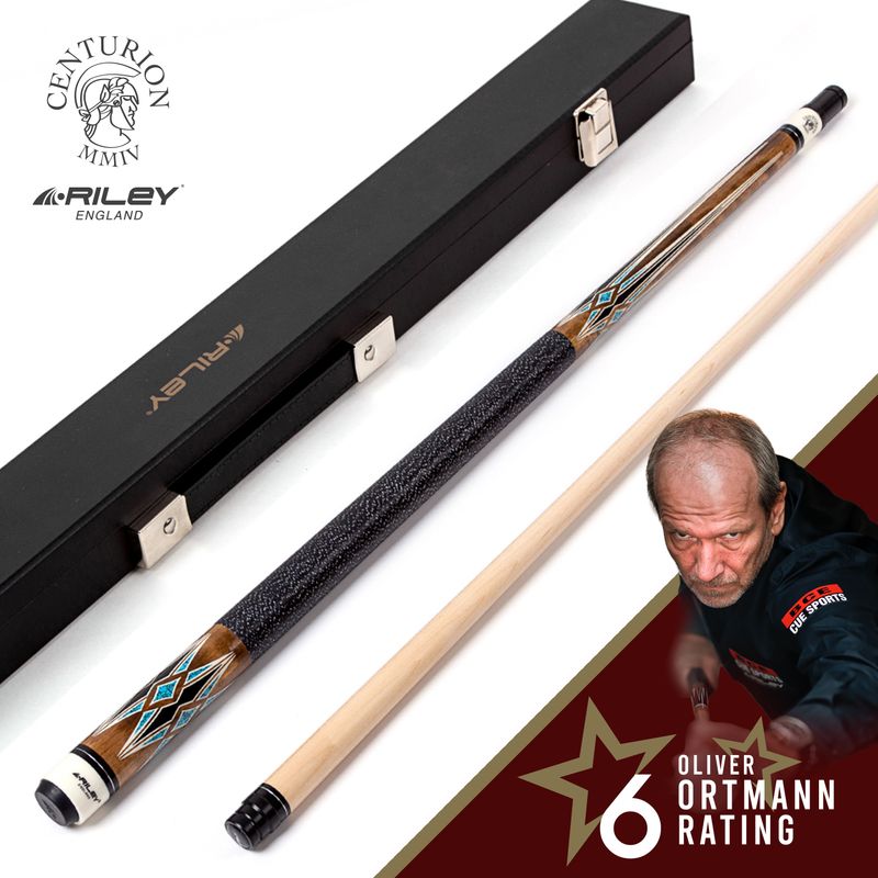 Riley Centurion American Pool Cue - Brown - 13mm Tip and Linen Grip Section - 147cm