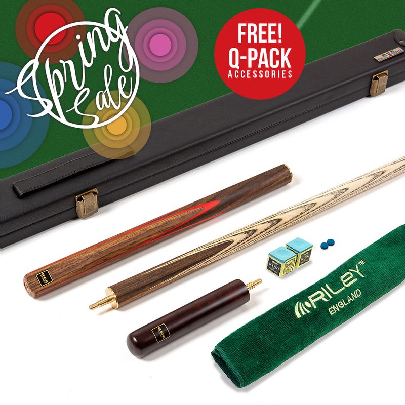 BCE 3 Piece Snooker Cue 3/4 Cut- Exotic Wood Butt with 9.5mm Tip - 145cm - Red/ Natural Wood