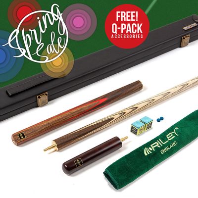 BCE 3 Piece Snooker Cue 3/4 Cut- Exotic Wood Butt with 9.5mm Tip - 145cm - Red/ Natural Wood