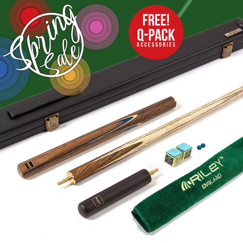 BCE 3 Piece Snooker Cue 3/4 Cut- Exotic Wood Butt with 9.5mm Tip - 145cm - Blue/ Natural Wood