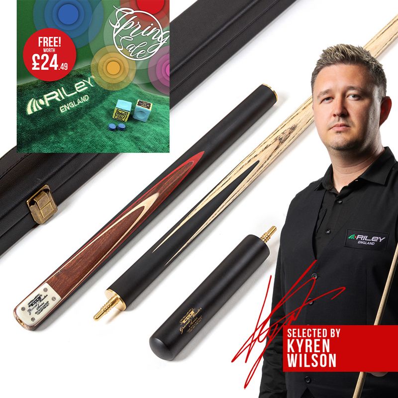 BCE 3 Piece Grand Master Snooker Cue and Hard Case 3/4 Cut- Layered Ebonised Black Wood Butt  - 9.5mm Tip - 145cm - Black/ Natural/ Red