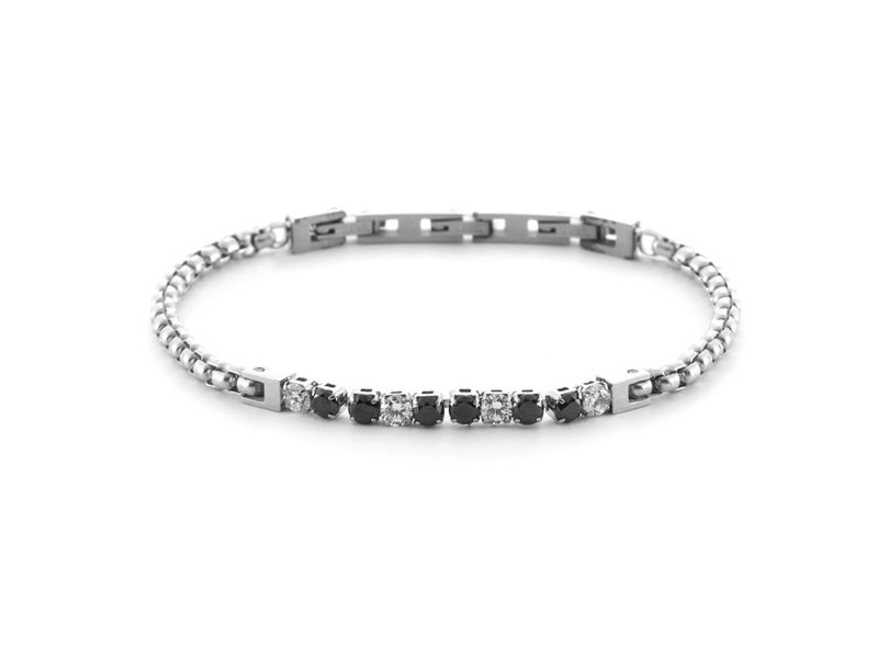 Bracciale Uomo 4US Cesare Paciotti Tennis Acciaio Zirconi neri e Bianchi 4UBR6432 Bracciale Uomo 4US Cesare Paciotti Tennis Acciaio Zirconi neri e Bianchi 4UBR6432