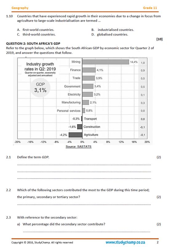 Grade 11 Geography IEB Test: Development