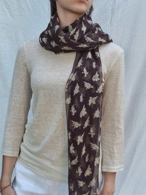 Stola - 100% seta - fantasia sui toni cioccolato e beige