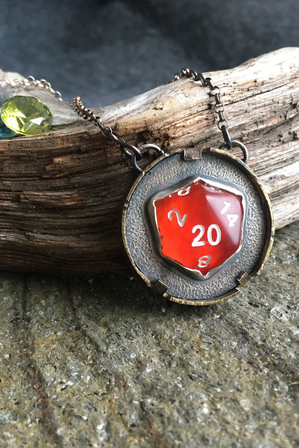 Cherry Red d20 Amulet