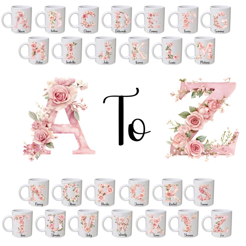 Floral Initial Mugs