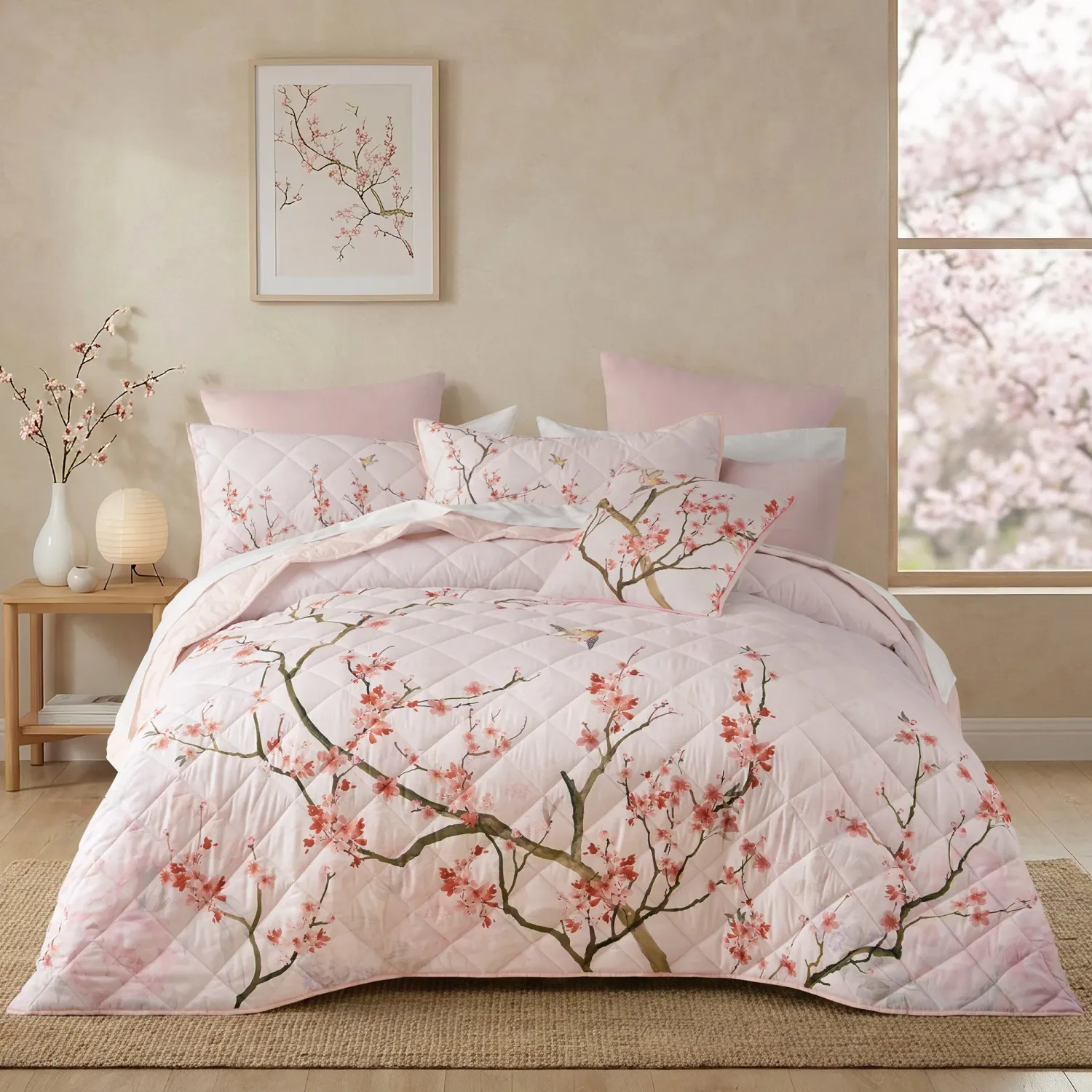 Bianca Evelyn Blush Bedspread Set: King