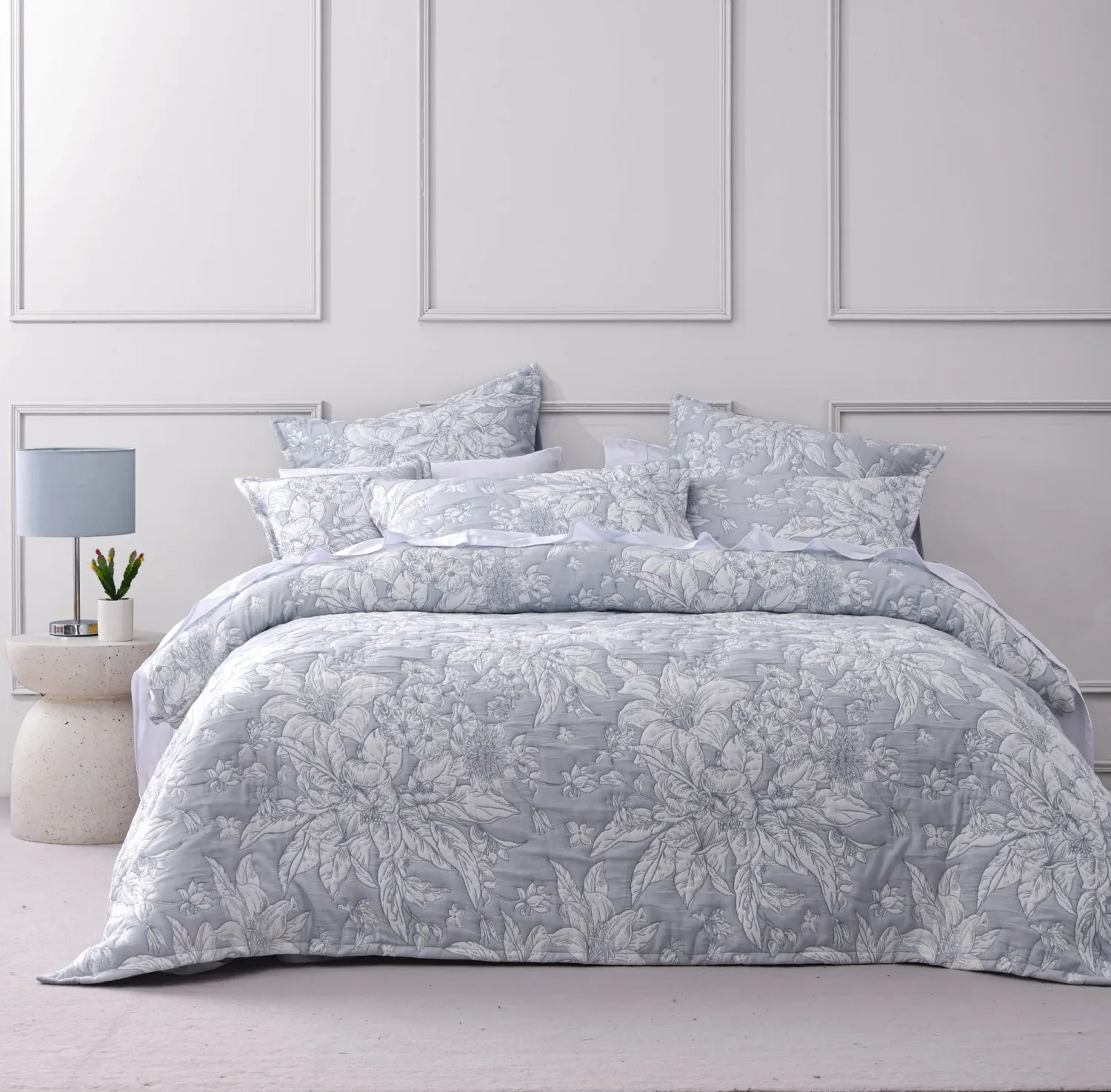Bianca Ember Quilt Cover Set – Grey: Queen
