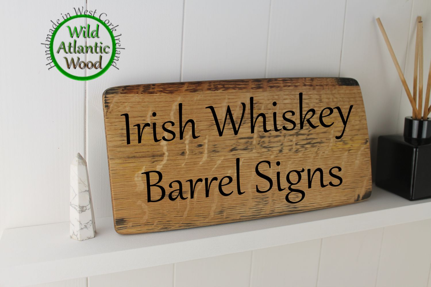 Personalised Engraved Wooden Sign Or Plaque – Handmade from Recycled Irish Whiskey Barrel Staves