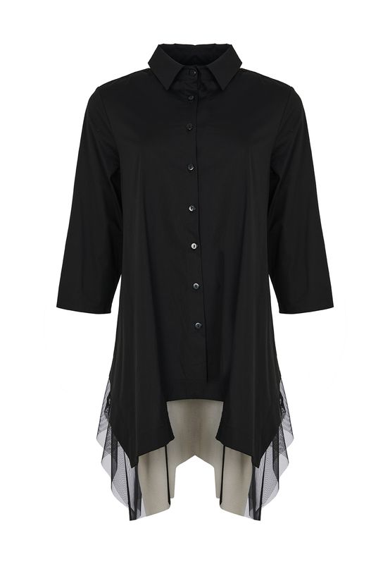 Kozan By Wild Curves: Cotton Poplin Buttoned Pegasus Shirt Tunic
