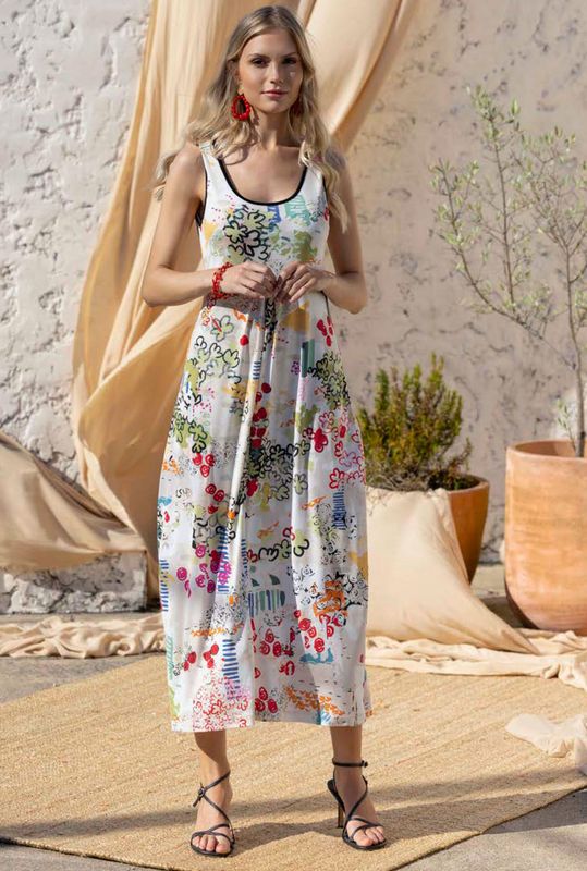 Maloka: The Pleasure Of Life In Pink Water Lilies Almost Maxi Dress Front 