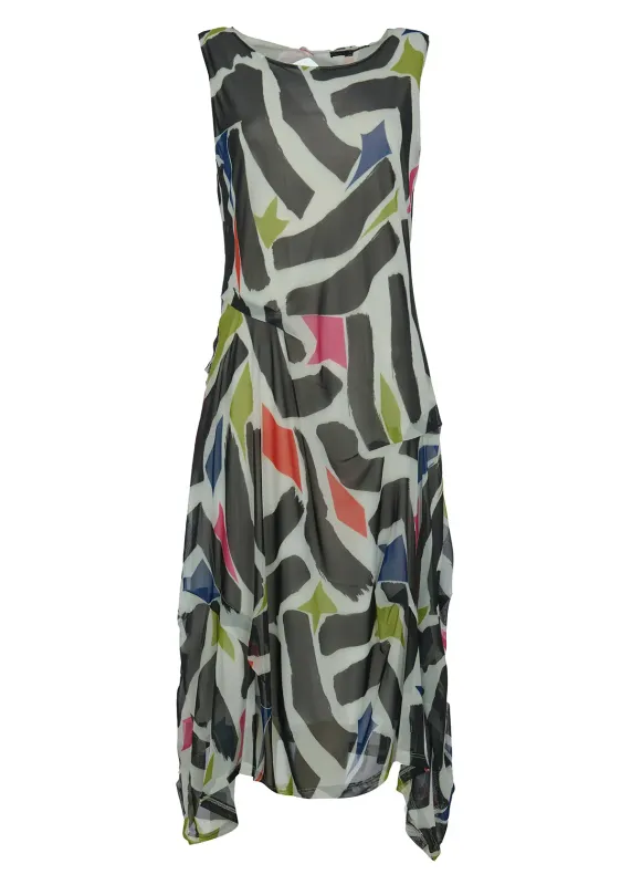 Kozan By Wild Curves: Cascading Colony Dress In Geo Ribbons Kozan By Wild Curves: Cascading Colony Dress In Geo Ribbons Front