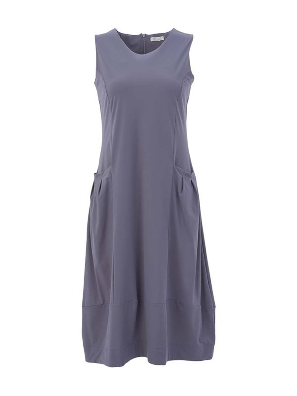 Dolcezza By WIld Curves: Cool Touch Pocket Dress In Steel Blue Front 1