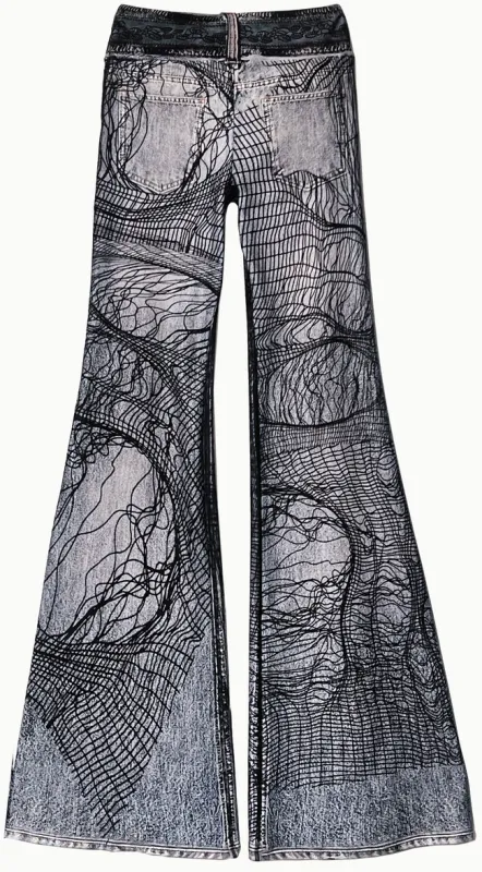 IPNG By Wild Curves: Entangled Pink Spider Distressed Denim Illusion Pants Back